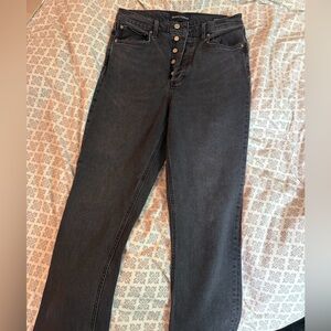 Denim form, black jeans